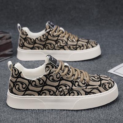 Herrenschuhe Frühling neue atmungsaktive Canvas-Schuhe trendige vielseitige Sport-Freizeit-Low-Top-Schuhe Herren bedruckte trendige Schuhe