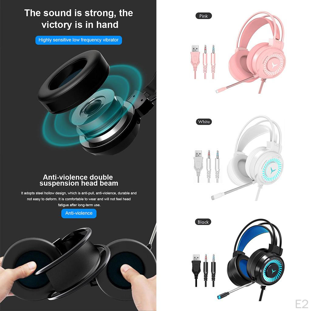 3.5mm Gaming Headset W/ Light Headphone Stereo Surround for PC/Laptop