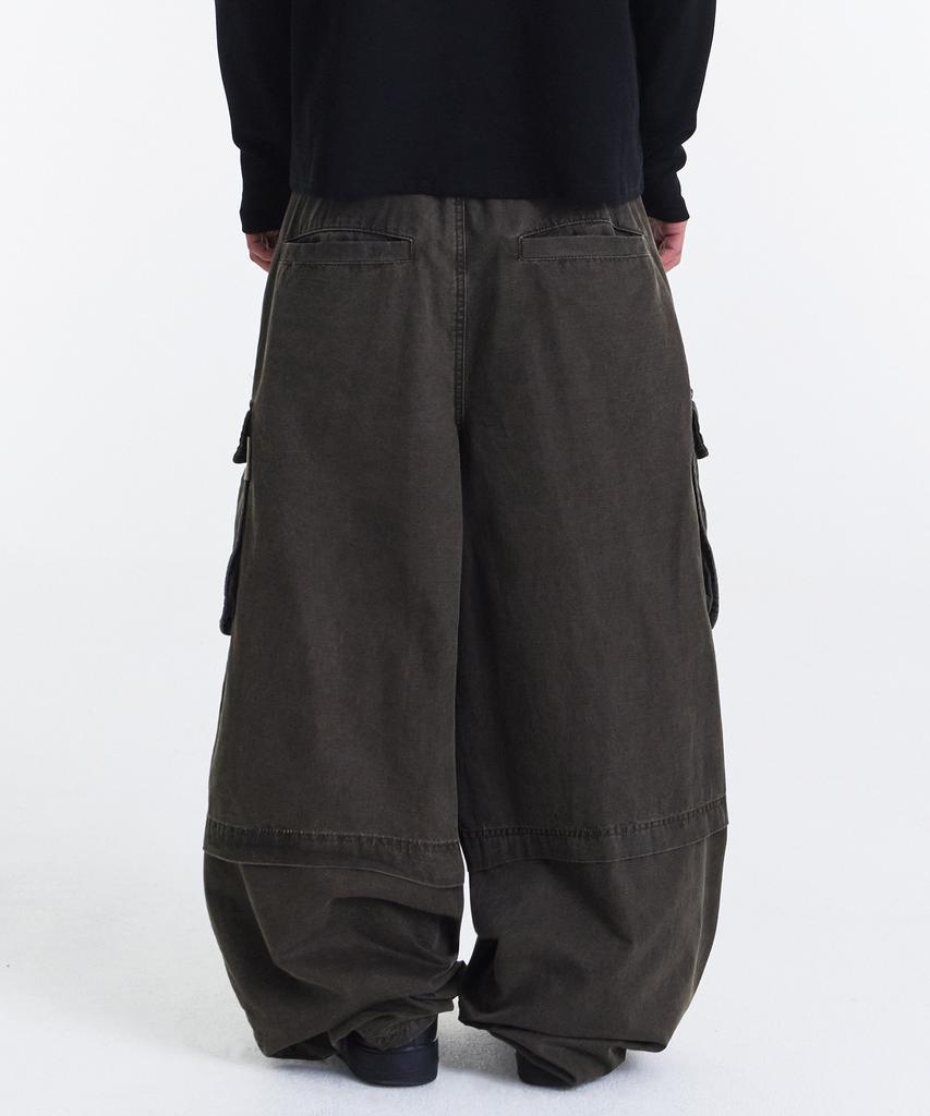 Gicheol Vintage Zip Cargo Balloon Pants (Washed Khaki)