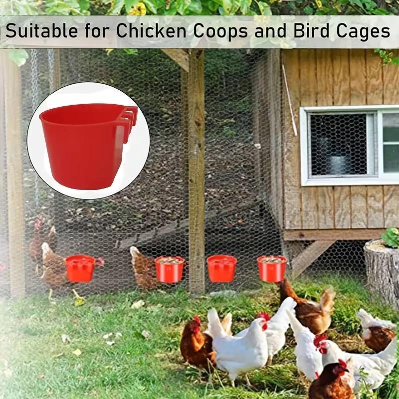 A Top Quality 12Pcs Chickens Rabbit Feeders for Cage,Hanging Chicken Water Feeder Cup, Plastic Birds Feeders Seed Bowl