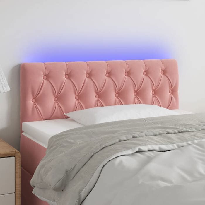 VidaXL Tête de Lit à LED Meuble de Chambre à Coucher Accessoire de Lit Simple Tête de Cadre de Lit Intérieur Rose 3121995