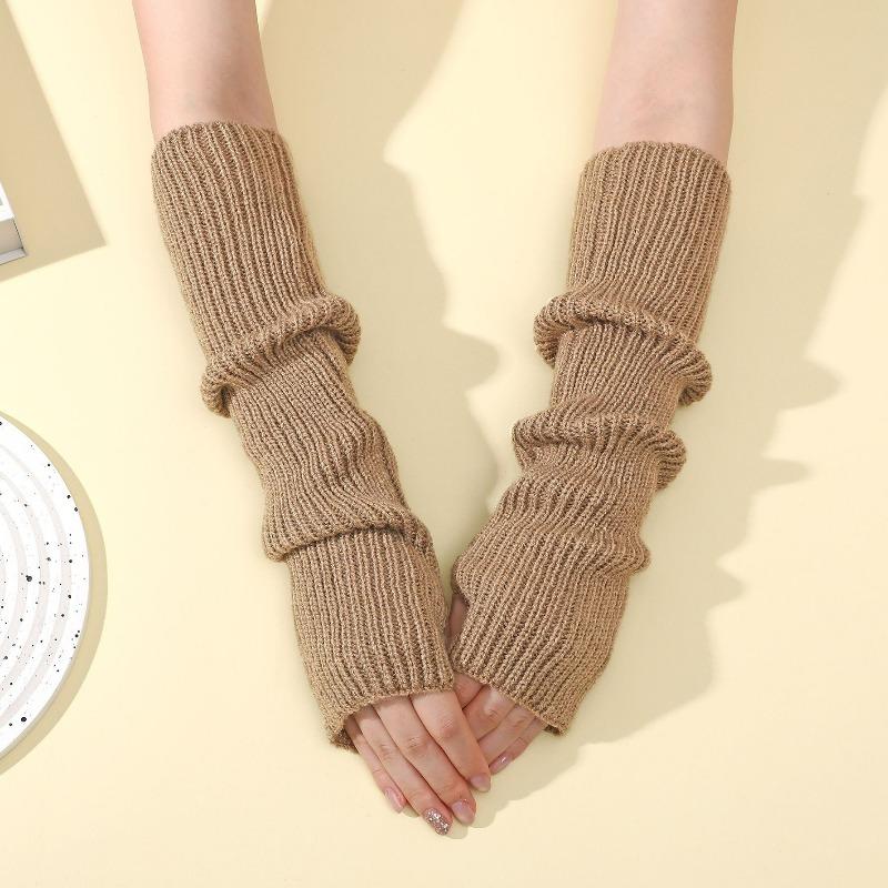 Botvotee Arm Warmers Free Shipping Sleeves for Women Y2k Accessories Knit Warm Winter Extend Sleeves Fingerless Gloves Black