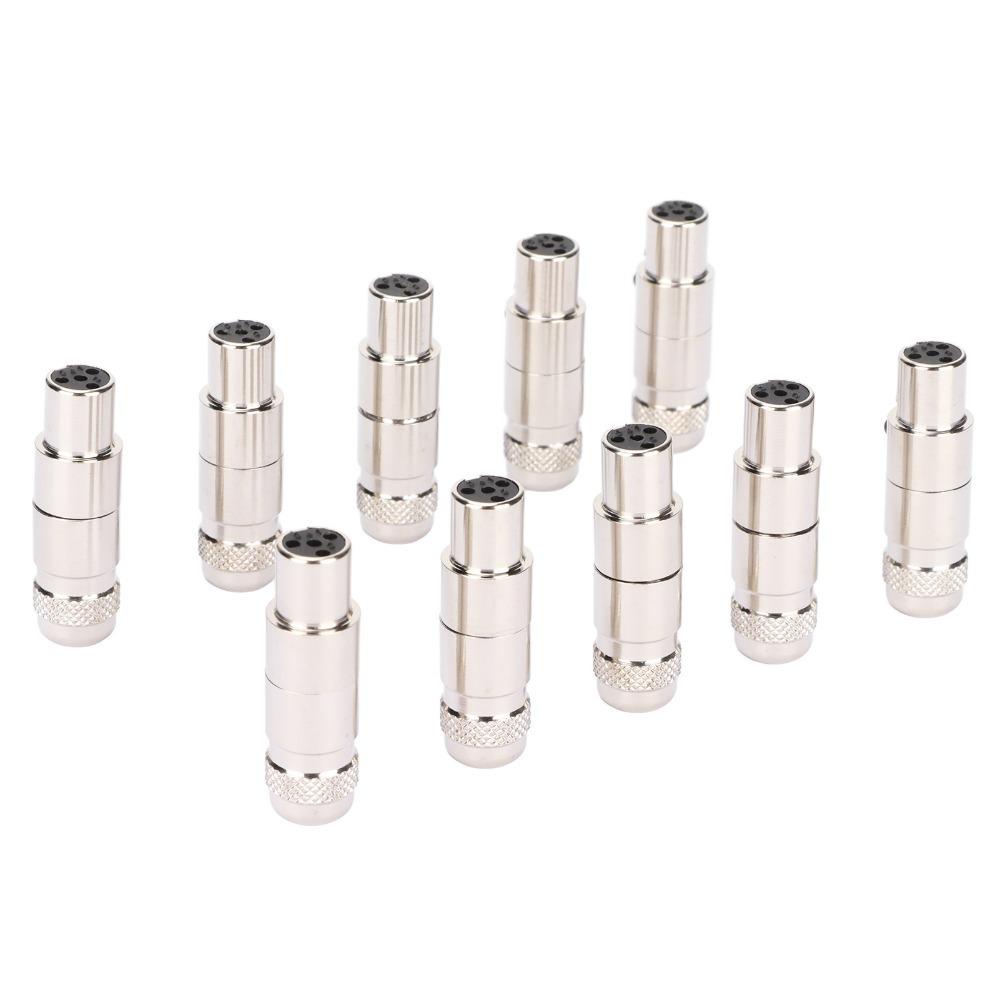 10PCS Metal 4 Cores XLR Female Plug Noise Reduction Microphone Cable Adapter for Sound Interface