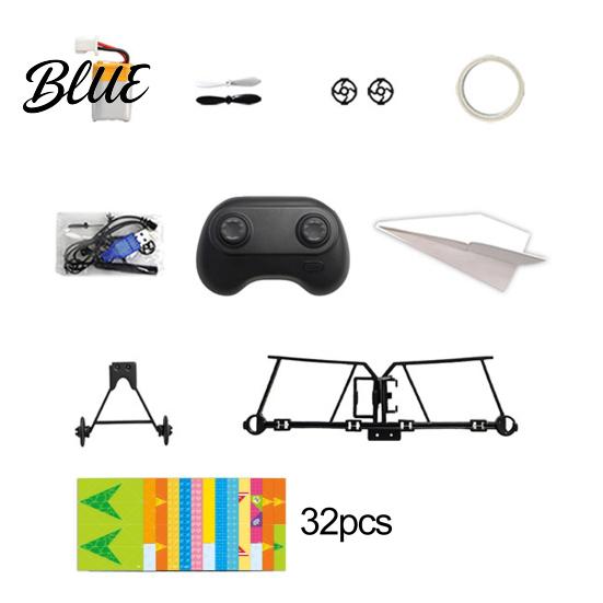 DIY Electric RC Plane Remote Control Paper Airplane Kit with 16/32 Colorful Paper Beginner Friendly Aircraft Gyro Stabilizer Glider Assembly