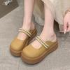 Outer wear 2025 spring and summer French bag head half slippers female new pearl fairy wind thick bottom Mary Jane cool slippers