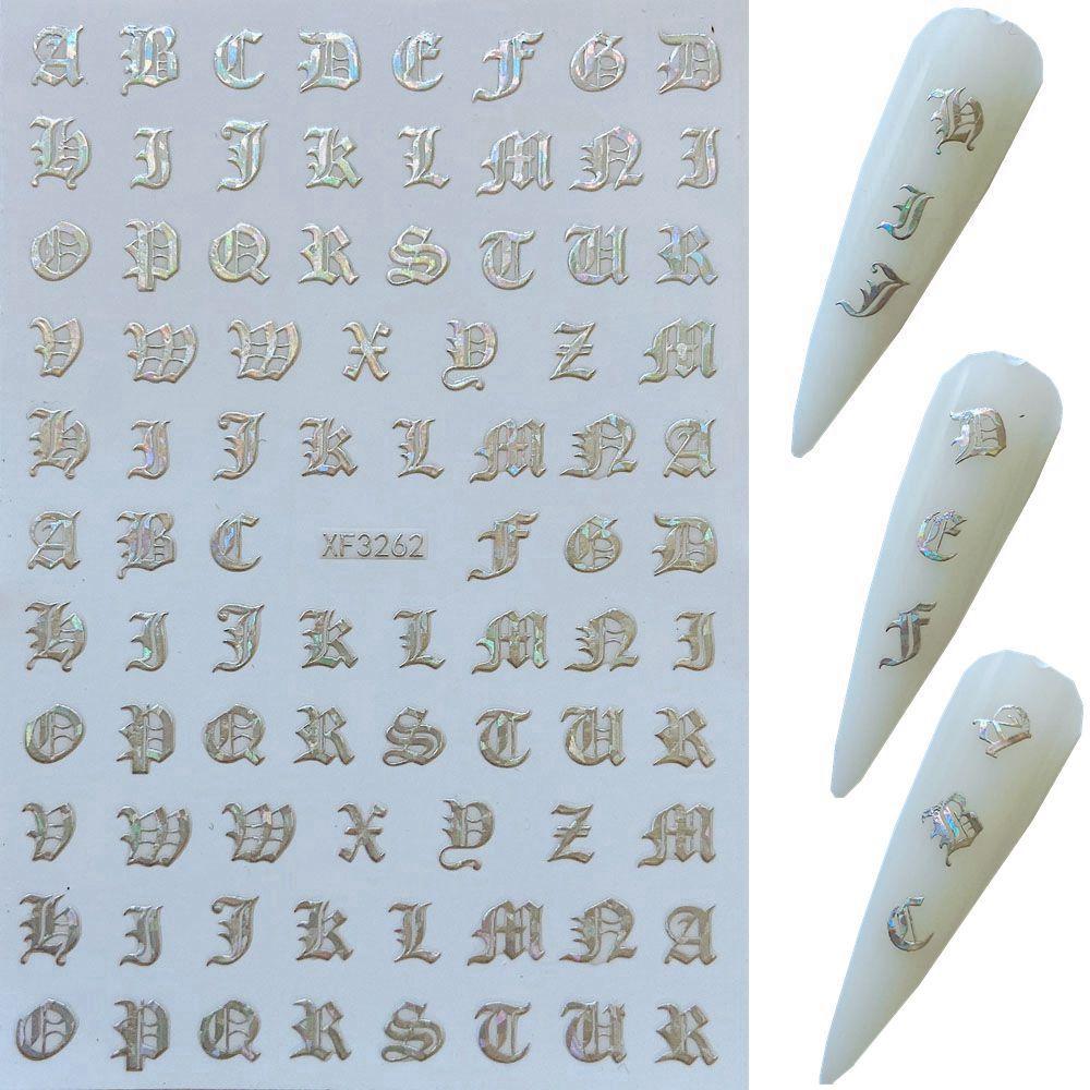 1pcs English Letter Nail Art Stickers, 3D Nail Decals DIY Nail Art Decorations, Nail Art Supplies