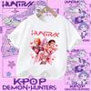 Summer T-shirt casual top with cartoon print, children's pure Polyester short-sleeved K-pop Demon Hunter girl cute sports shirt