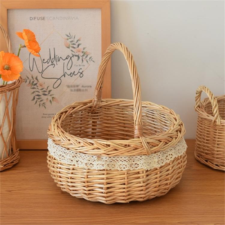 Fruit Bread Basket Breathable Rattan Basket Vegetable Storage Serving Basket for Wedding Home Party Photography