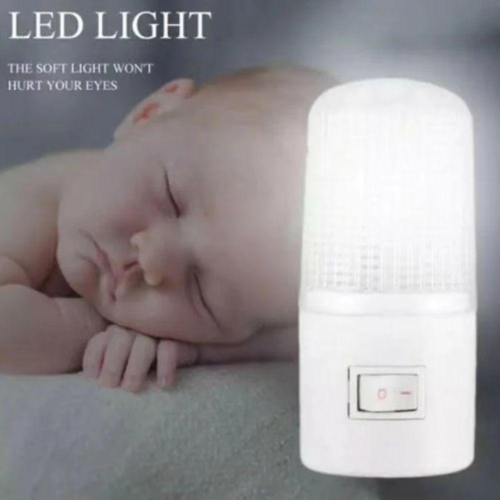 3W Plug-in Night Light Energy-saving with Switch European Standard Night Light Soft Glow White LED Bedside Lamp