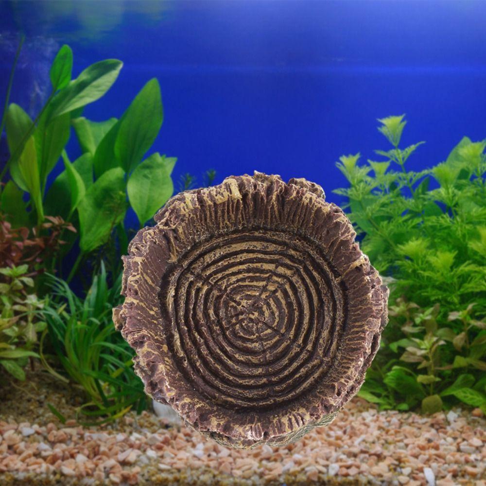 Simulated Tree Stump Pet Drinking Water Tray Resin Pets Feeding Plate Horned Frog