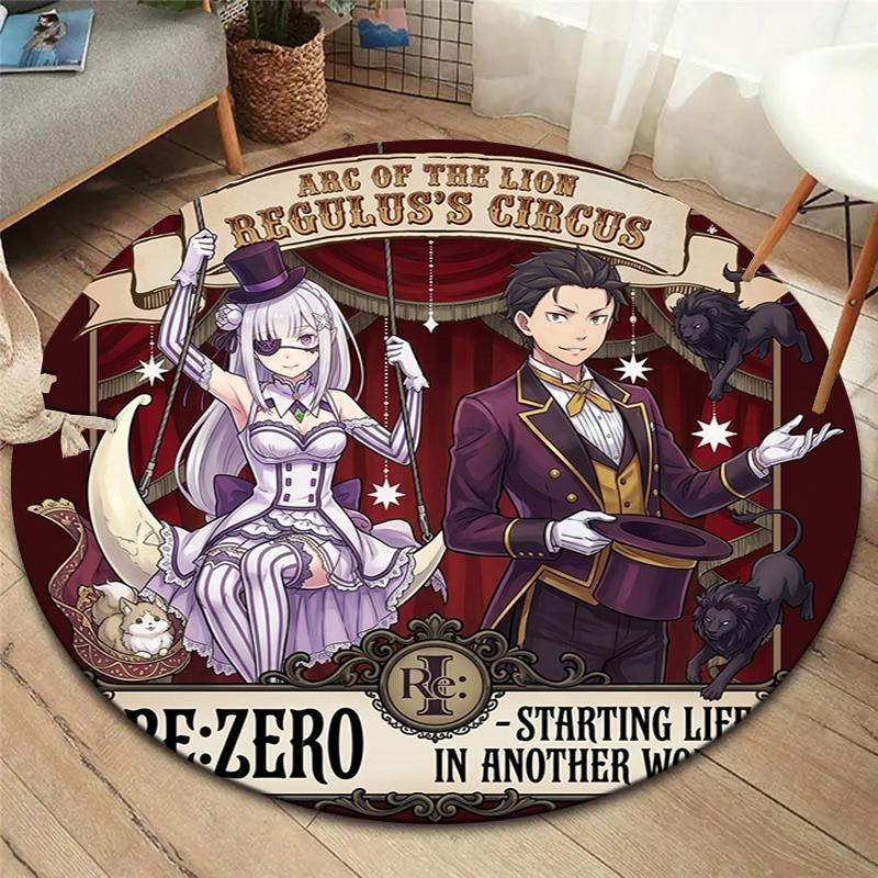 Re Zero Round Area Rug Carpet Rug For Living Room Bedroom Sofa Playroom Decor Nonslip Floor Mat