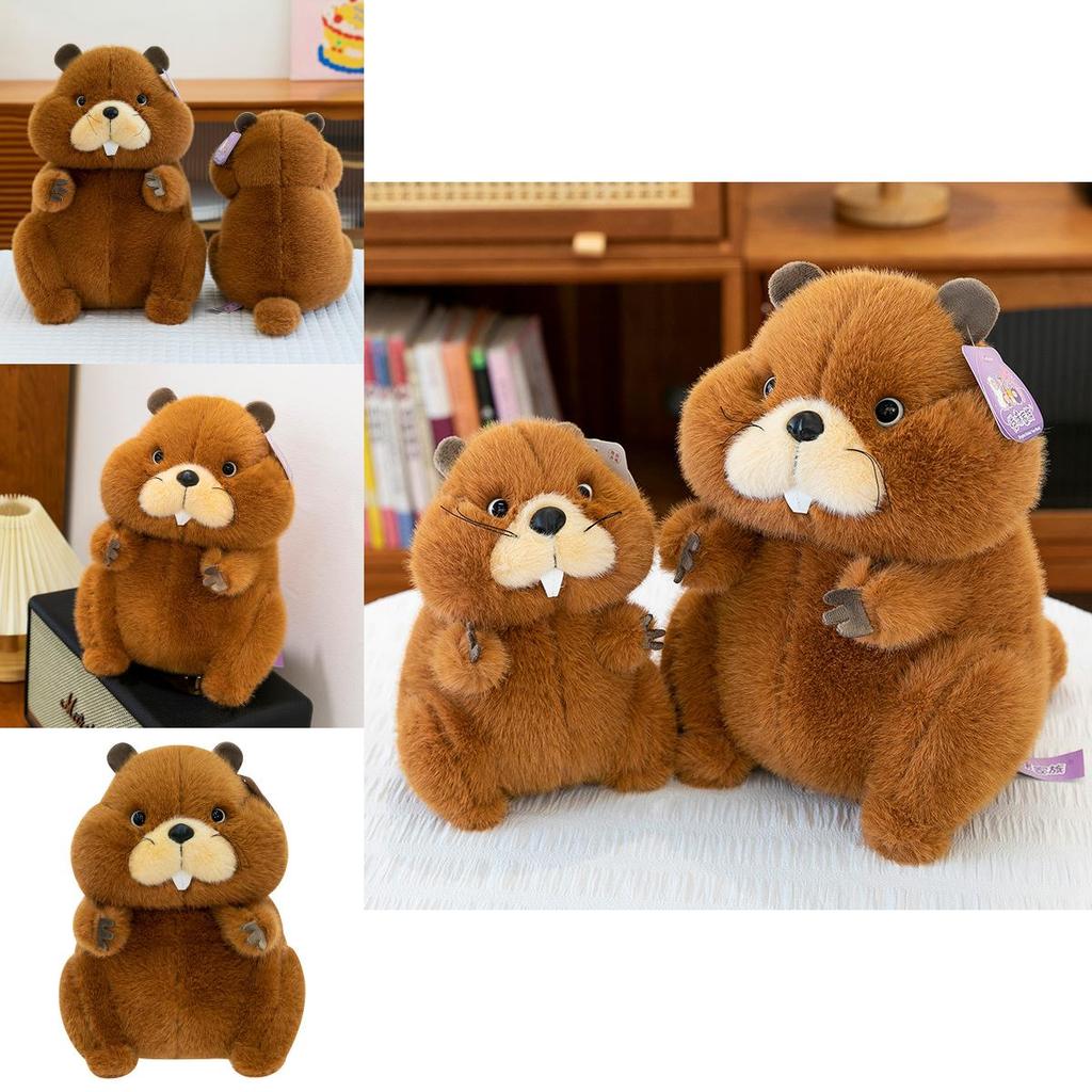 Plush Groundhog Toy With Long Pile Fur For Kids Playroom Decor