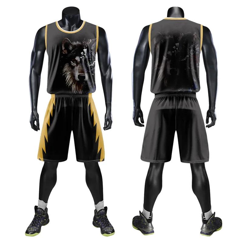 Custom Personalized Digital Print Mens Basketball Shirt Polyester Mesh Summer Breathable Basketball Jersey Set With Name WMS14