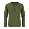 Mens Long Sleeve Cotton Linen Blouse Loose Henley V-Neck Tops T Shirts Blouse