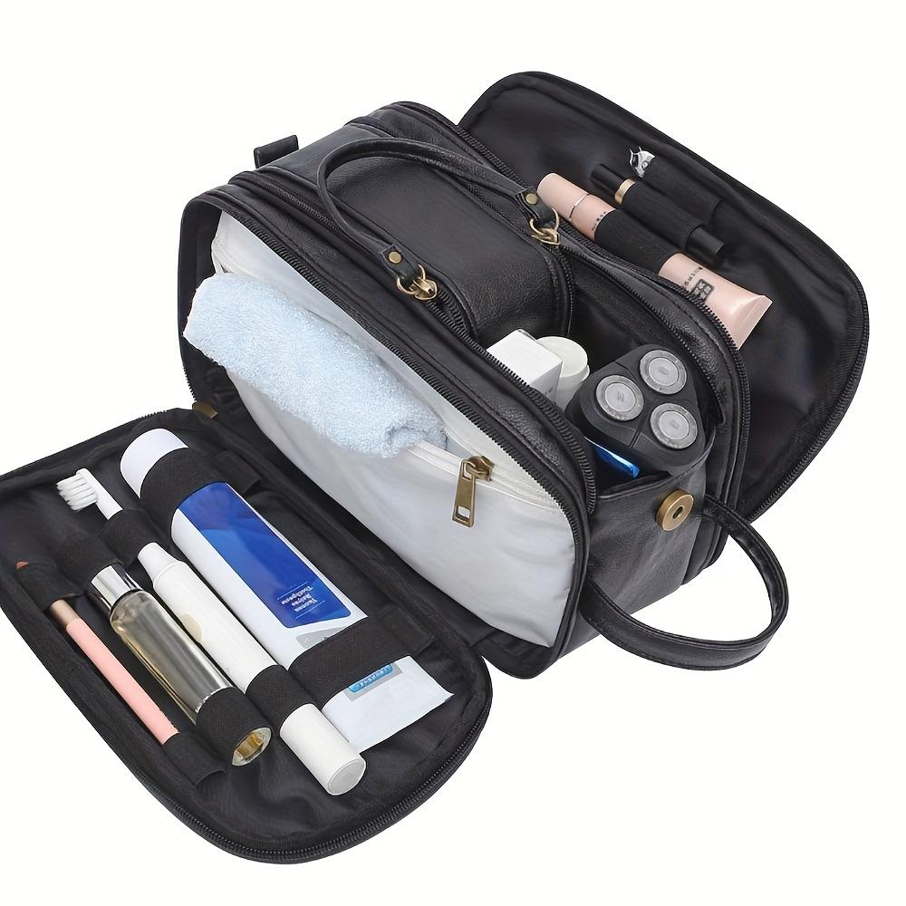

Waterproof Vintage Leather Toiletry Bag Travel Wash Case Pouch Shaving Dopp Kit Bathroom Makeup Organizer Cosmetic Bag