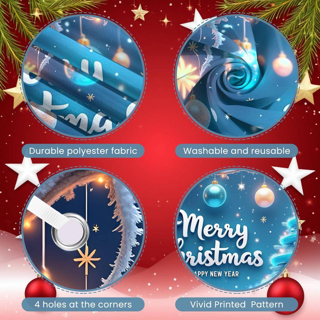 Holiday Banner Blue Theme Merry Christmas Banner Festive Banner Festive For Family Gathering Mall Decoration Christmas Party