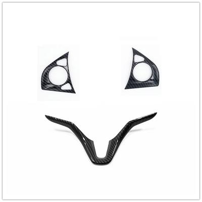 For Honda Jazz GK5 2015- Interior Steering Wheel Sequin Cover Moulding Frame Trims ABS Carbon Sticker Car-Styling Accessoriy