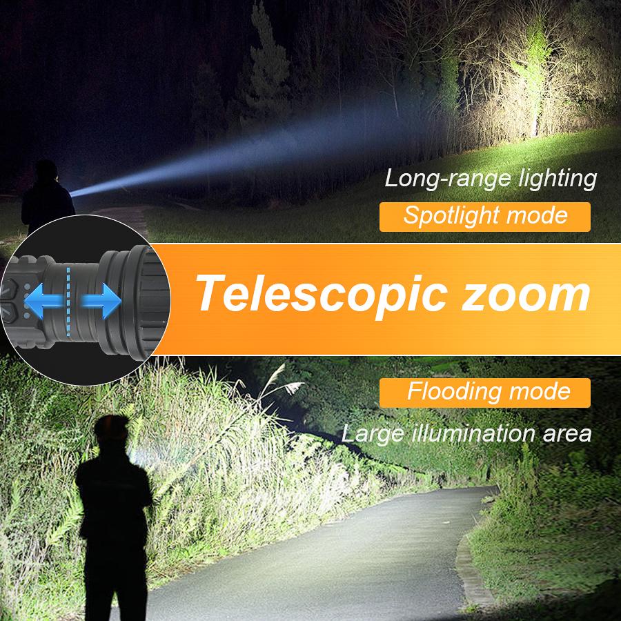 100000LM Super Bright Long Range LED Flashlight Tactical Flashlight Outdoor Waterproof Flashlight Camping Lantern Torch