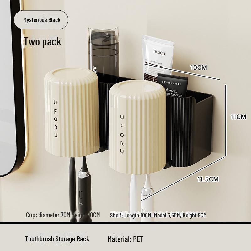 

Настенная подставка для зубных щеток и чашек без перфорации для хранения в ванной комнате