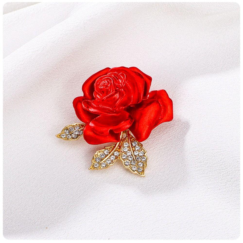 Temperament Temperament Red Rose Brooch High-end High-end Suit Pins  Female Lady