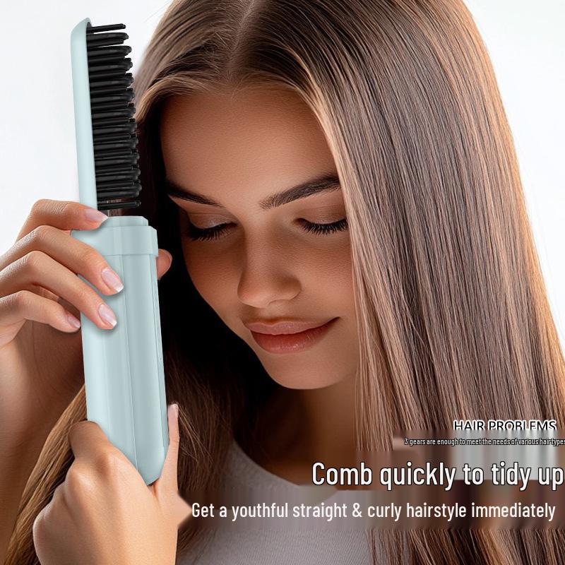 Negative Ion Wireless Hair-Smoothing Comb: Portable, Hair-Friendly Styling Tool.