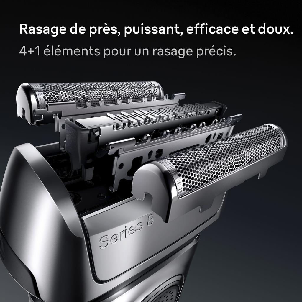 Rasoir Électrique BRAUN Series 8 - Noir - Autonomie 60 Minutes - Charge Rapide 5 Minutes