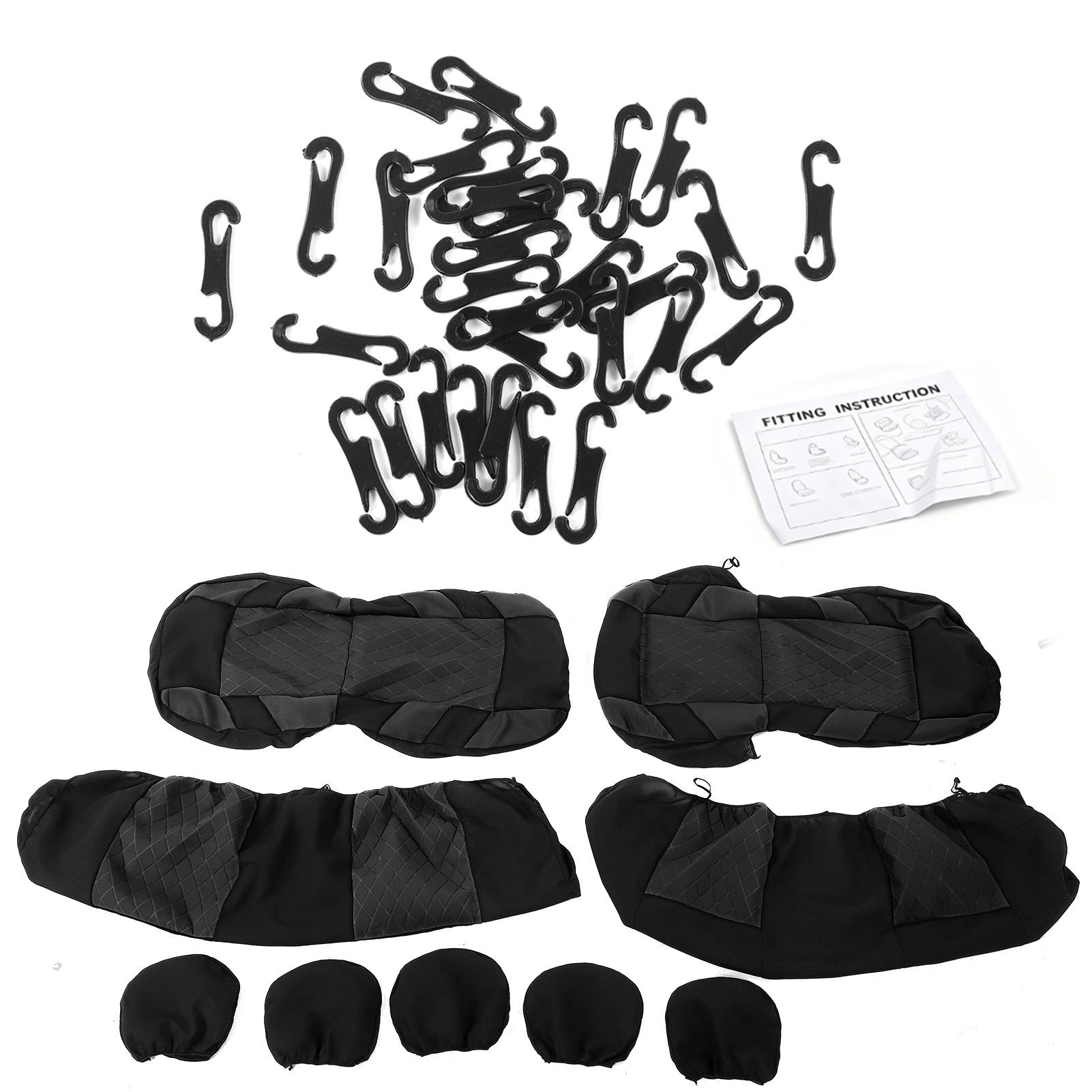 9pcs car seat covers, front and rear seat covers, full set of car seat covers, compatible with seat . чёрный