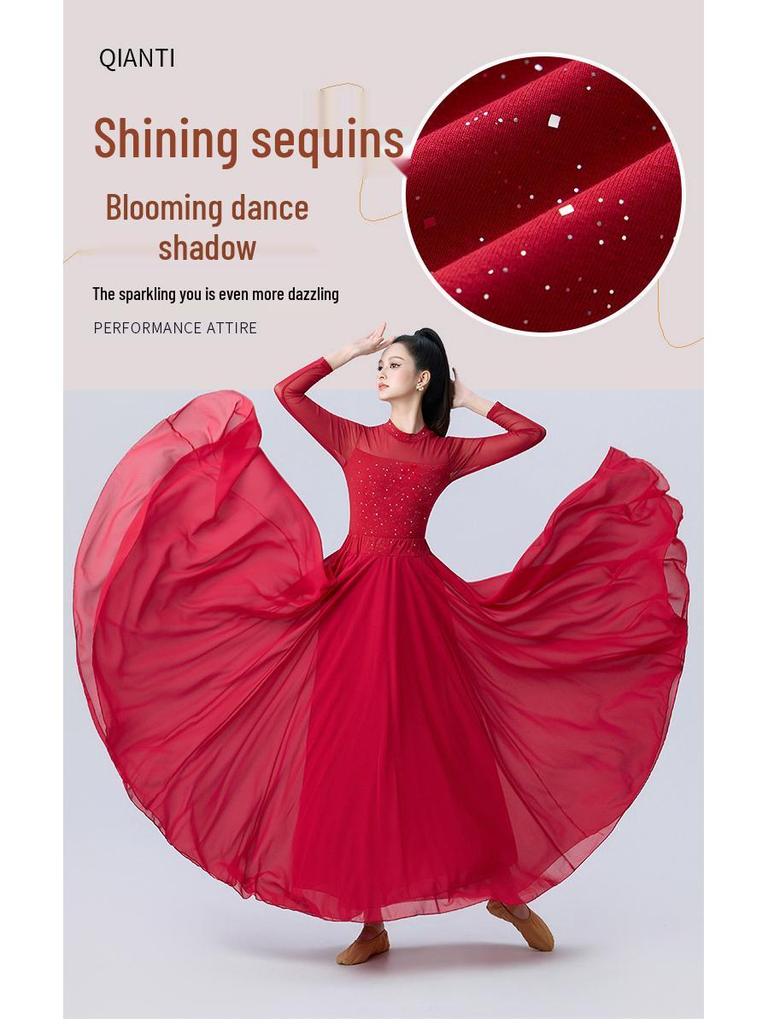 Modern Long Sleeve Dance Skirt for Performance and Practice
