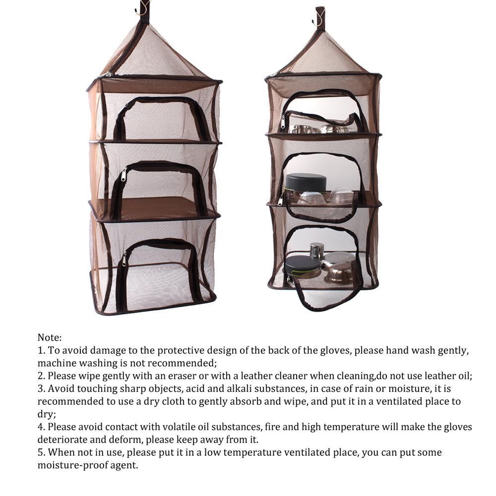 Outdoors Drying Net Foldable Drying Rack 4 Layers Fish Mesh with U-Shape Zippers and Hooks for