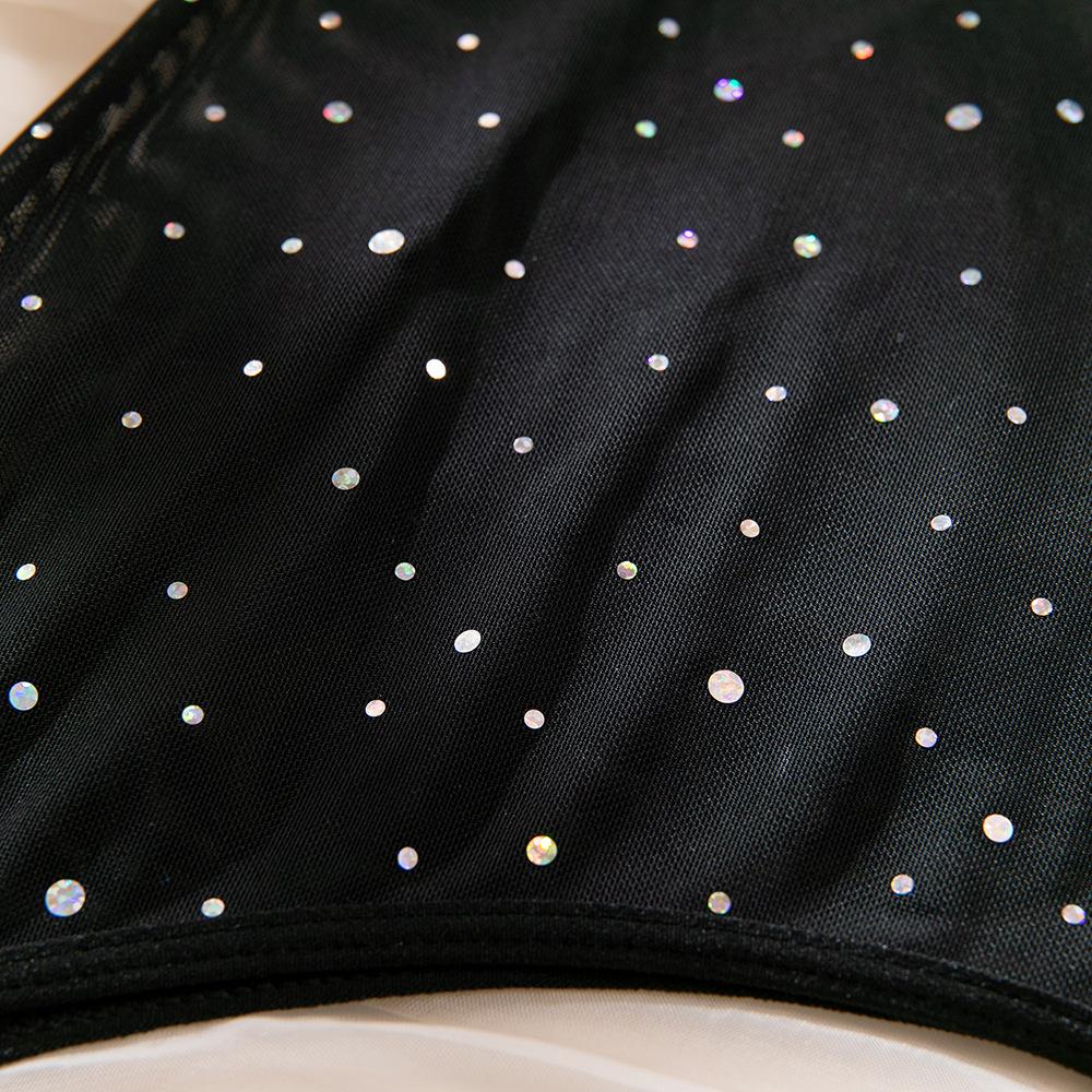 Tooxika Erotic Underwear Sequined Ladies Nightclub Style Steel Ring Gathered Gloves With Ropes Three-piece Set