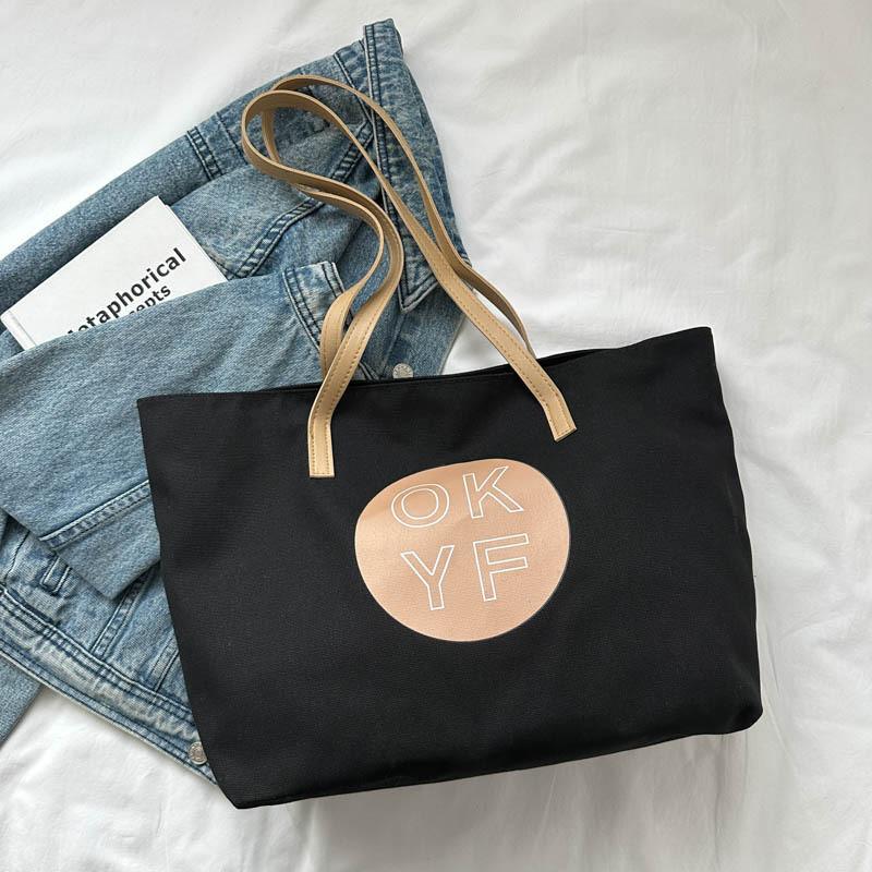 Trendy Canvas Tote Bag For Women Spacious Stylish Commuter Handbag With Dual Straps