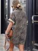 Women's Holiday Print Lapel Shirt and Shorts Jumpsuit