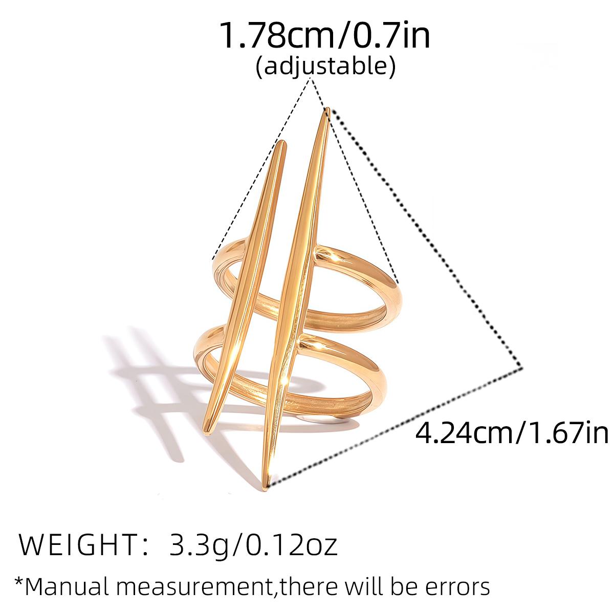 

1 piece Vintage 18K Gold Plated Stainless Steel Parallel Double Line Cutout Opening Ring Women s Anti-Allergy Charm Daily Jewelr resizable