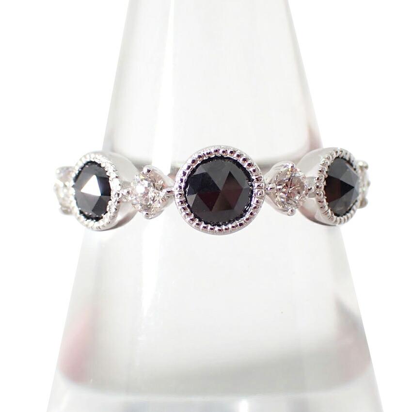 

[Used] K18WG black diamond ring /No.13/g484-41