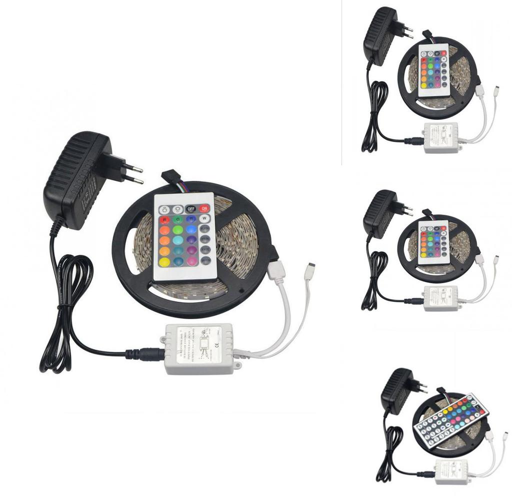 12v 3528rgb Led Tape With Mini Remote Controller Nonwaterproof Bright Lighting For Tv Background Decoration