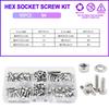 304 Stainless Steel Hex Socket Screw Bolt Nut Washer Set M2 M3 M4 M5 M6 Metric Thread Metal Machine Screws Gasket Assortment Kit