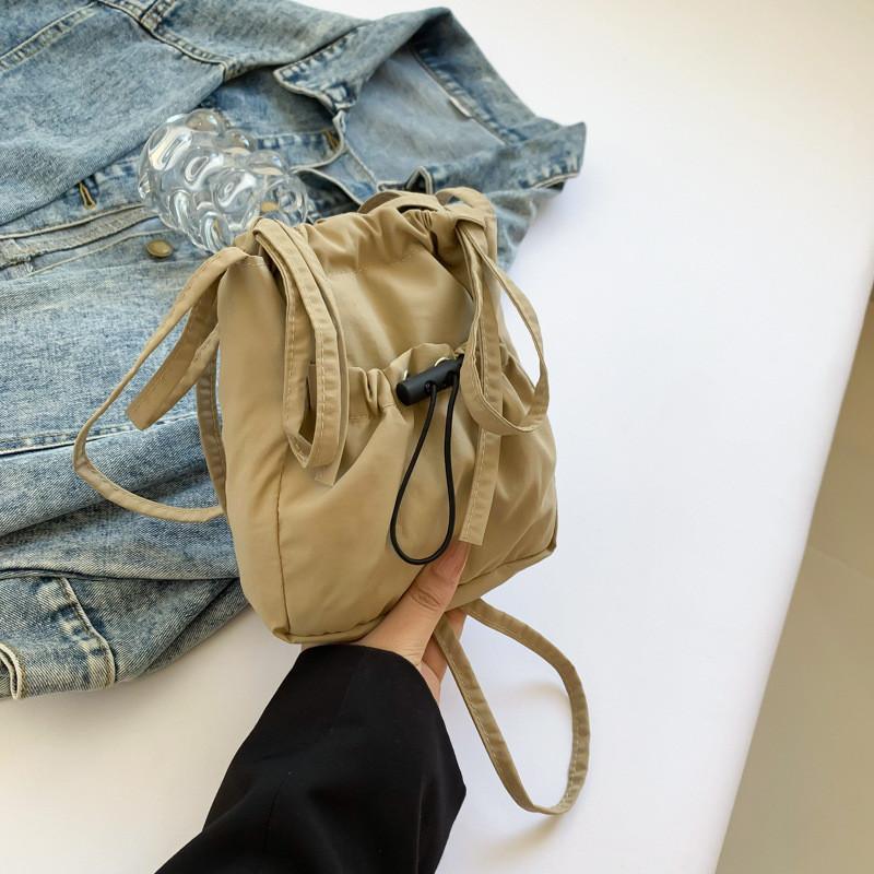 Trendy Korean Canvas Bucket Bag For Women Vintage Chic Summer Shoulder Bag