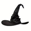 Black Ruffled Lace Velour Witch Hat with Harry Map Design