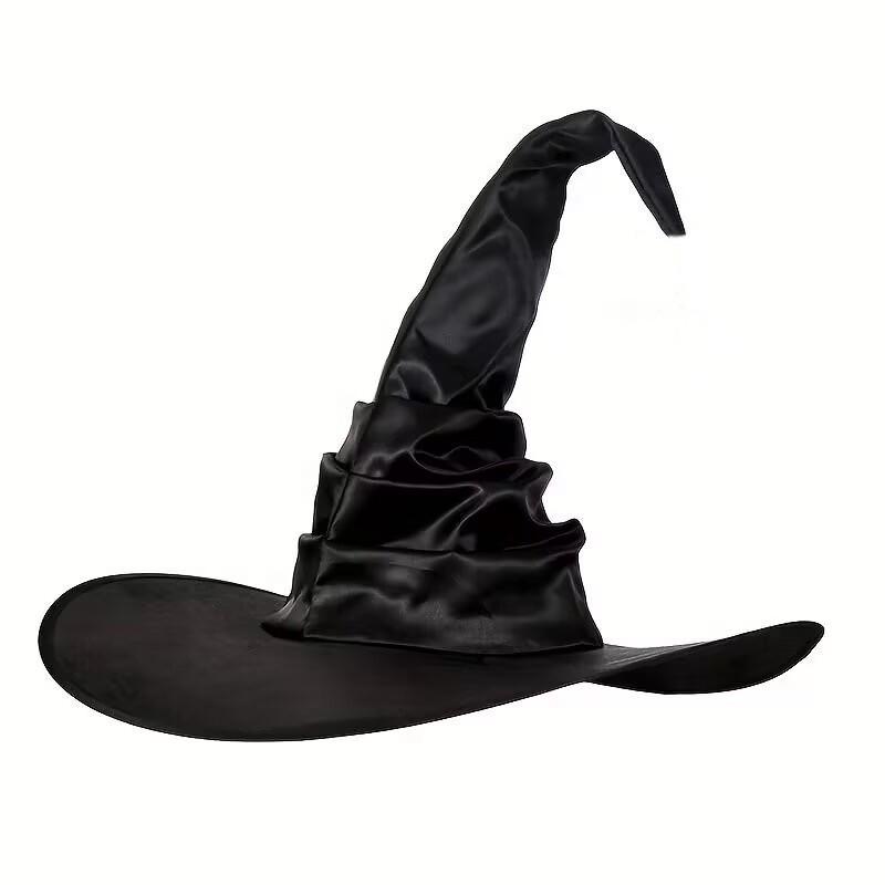 Black Ruffled Lace Velour Witch Hat with Harry Map Design