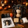 DIY Animal Hood Hat Halloween Crochet Kit, Skull Spider Bat Beginner Friendly Yarn Kit Spooky Pumpkin Earflap Craft for Adults Teens, Autumn