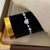 White Copper Love Words Pink Millennium Rose Cut Love Words Bracelet for Women, Full Diamond Heart, Light Luxury, Niche and