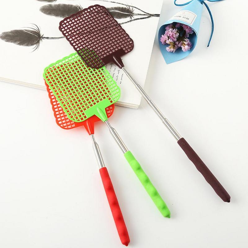 28cm Telescopic Fly Swatters Retractable Manual Plastic Fly Swatter Extendable Flyswatter With Long Pole Can Extend To 73cm