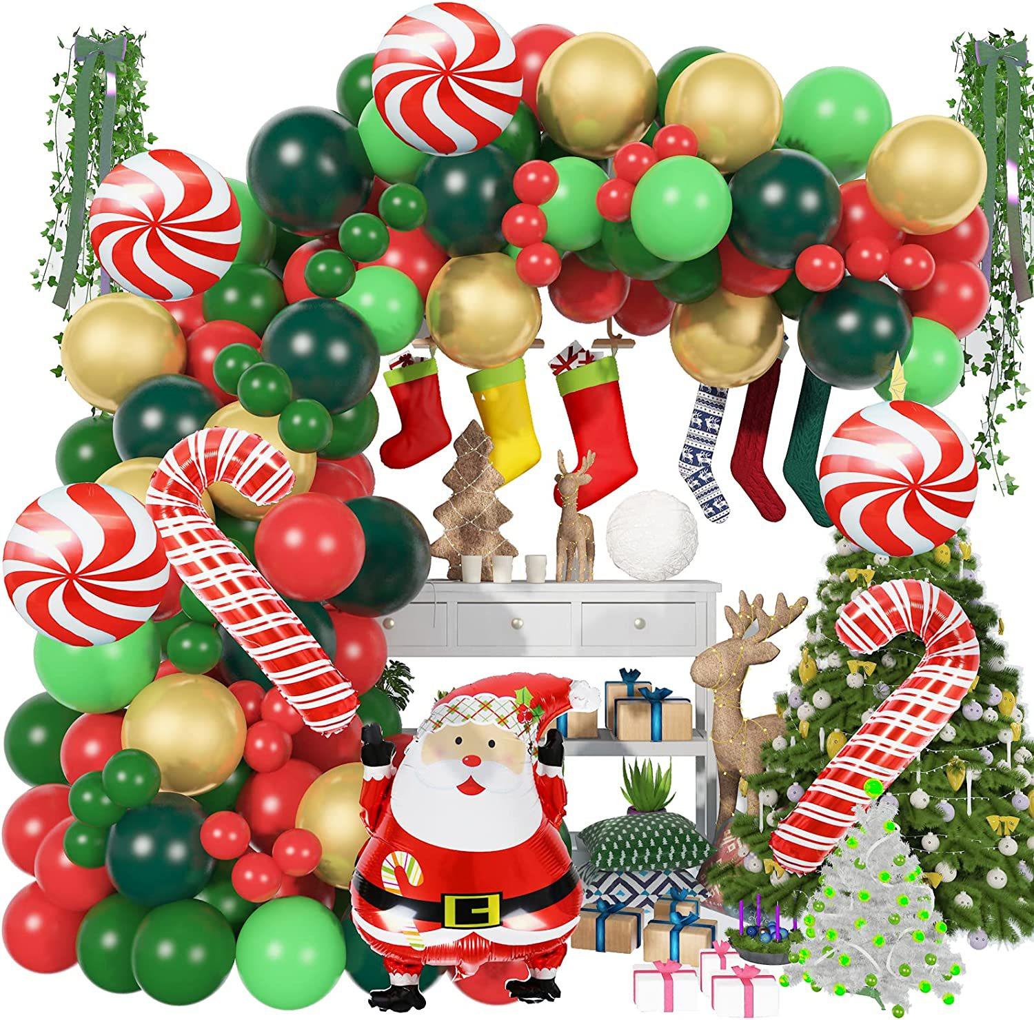 

150 шт. Рождественские воздушные шары Арка Зеленое золото Красная коробка Воздушные шары-конфеты Гирлянда Конус Взрывная звезда Фольгированные шары Рождественское украшение для вечеринки