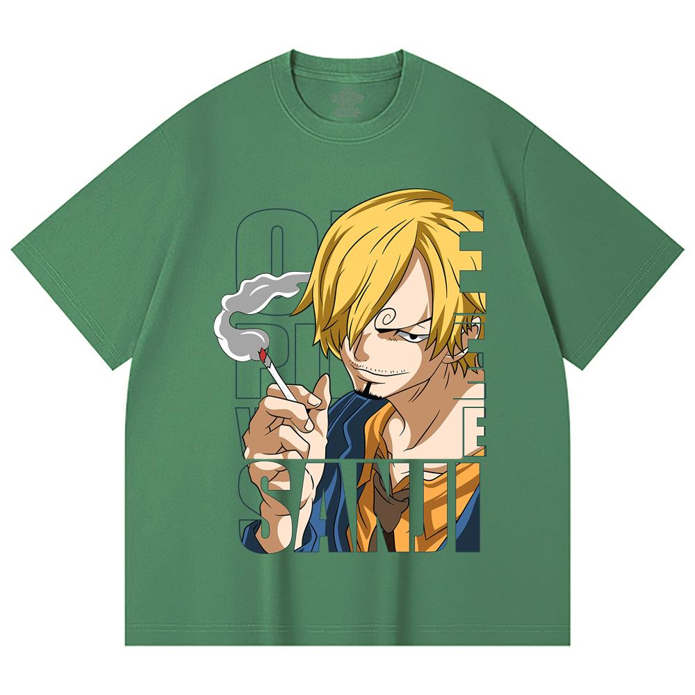 T-shirt Unisex Pesante 100% Cotone 230 g/m² Pezzo Unico Stampa Sanji V62