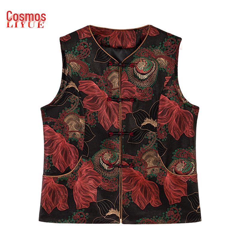 

Весна 2025 Безрукавный кардиган бабушки - Осенний жилет-верхняя одежда для женщин среднего и пожилого возраста 2XL (105-120 jin)