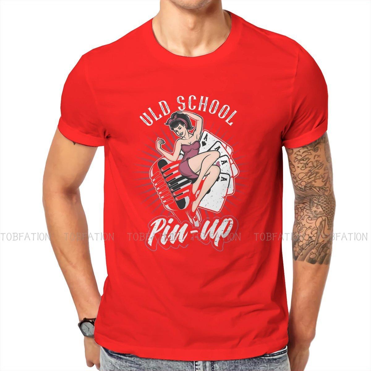 ZX Old School Rockabilly Vintage Rock and Roll Music Pin Up Girl T Shirt Summer Cotton Mens Clothing Harajuku Crewneck TShirt S