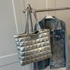 Borse a Spalla Imbottite Marea Space da Donna per Inverno Borse a Mano Nere di Grande Capacità Designer Nylon Cotone Caldo Tote Solido