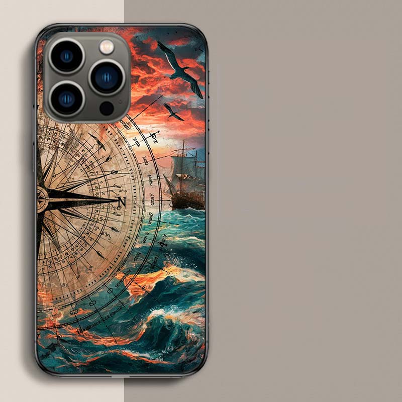 Compass Map Voyage Phone Case For Iphone 17 Air 15 Pro 14 Plus 16 Pro Max 12 13 Mini 11 16E X XS Cover Cute Fundas