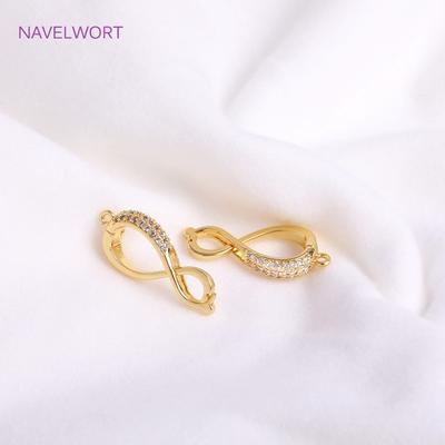 18K Gold Plated Infinity Bracelet Necklace Connector Fittings,Brass Inlaid Zircon Pearl Clasps For Jewelry Making Wholesale