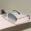Vintage Oval Sunglasses Men  New Fashion Rimless Gradient Shades Women Trendy Luxury Brand Design Decor Sun Glasses